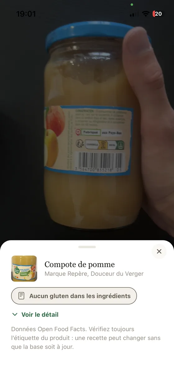 Le verdict sur une compote scannée