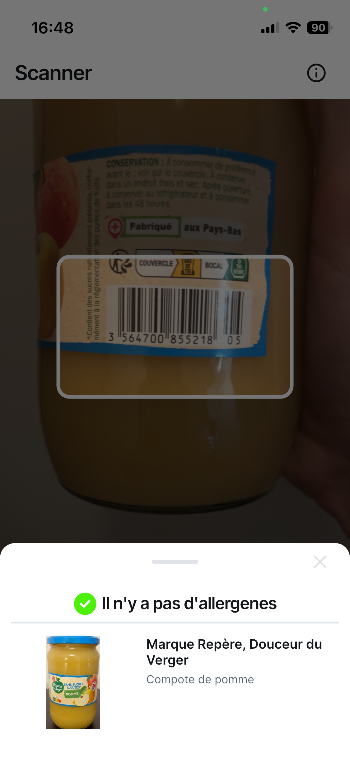 Nutrixe scan résultat