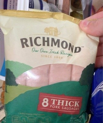 Sachet de 8 saucisses de porc Richmond