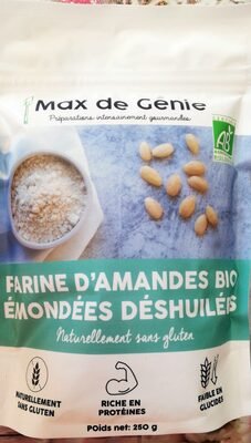 Confezione di farina di mandorle bio pelate e disoleate Max de Génie